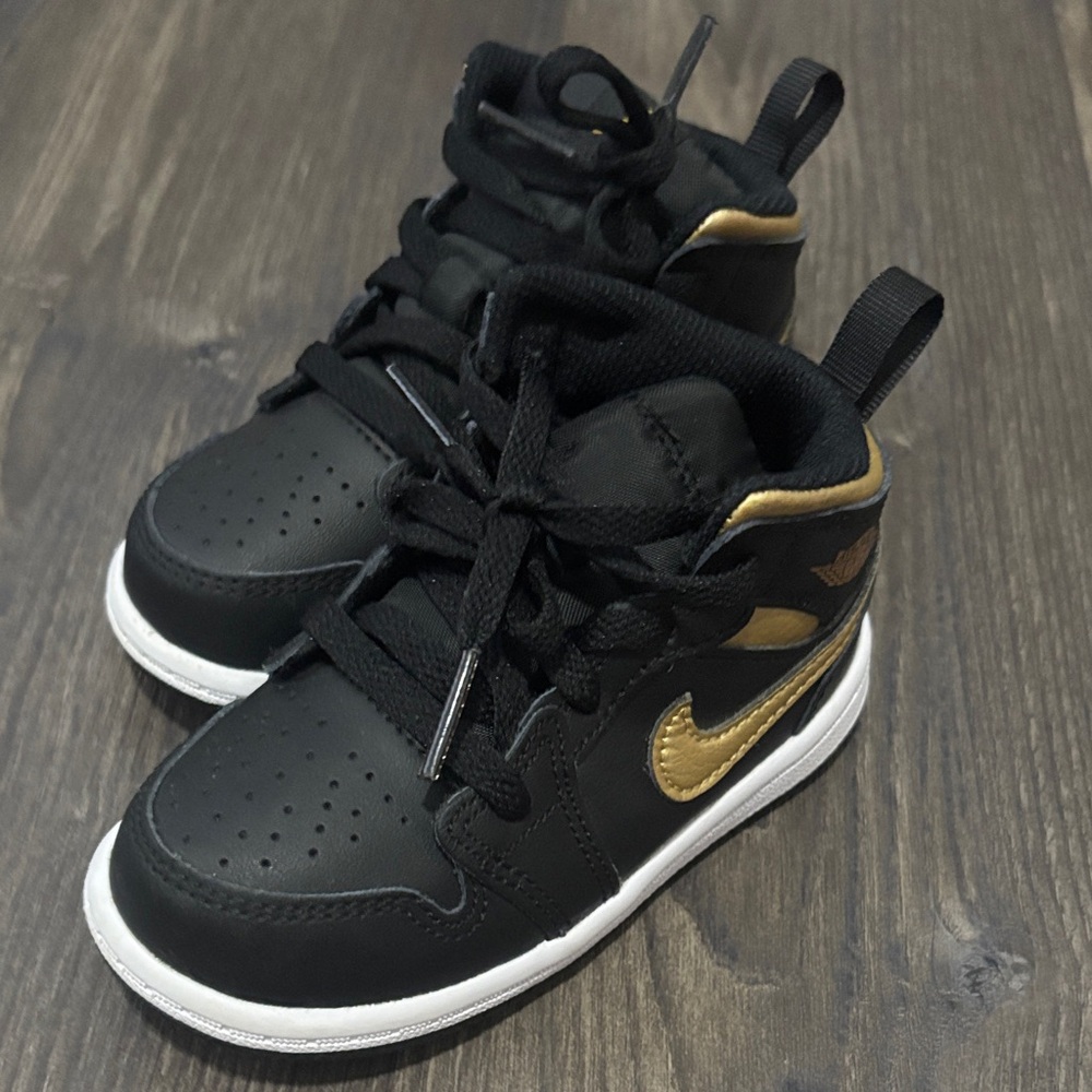 Kids Black and Gold Sneakers